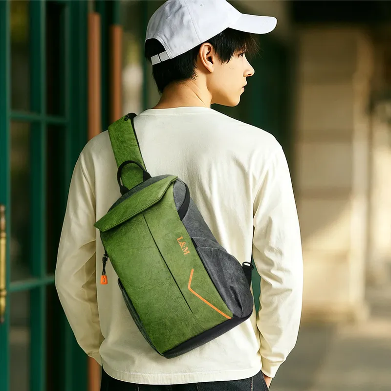 L&M Oxford Sling Bag Men's Green/Gray-4