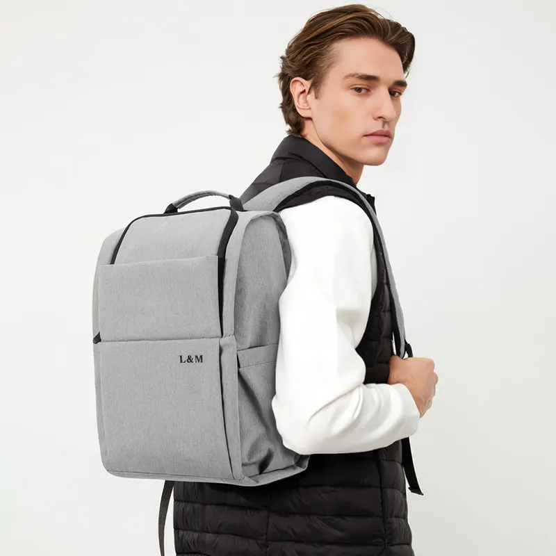 L&M Oxford Backpack Regular Unisex Gray/Black-5