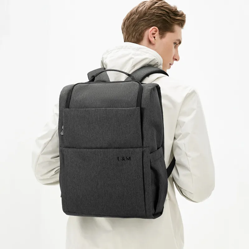 L&M Oxford Backpack Regular Unisex Gray/Black-10