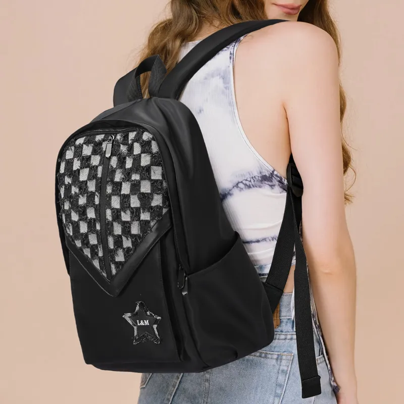 L&M Oxford Backpack Regular Unisex Black/Gray-12