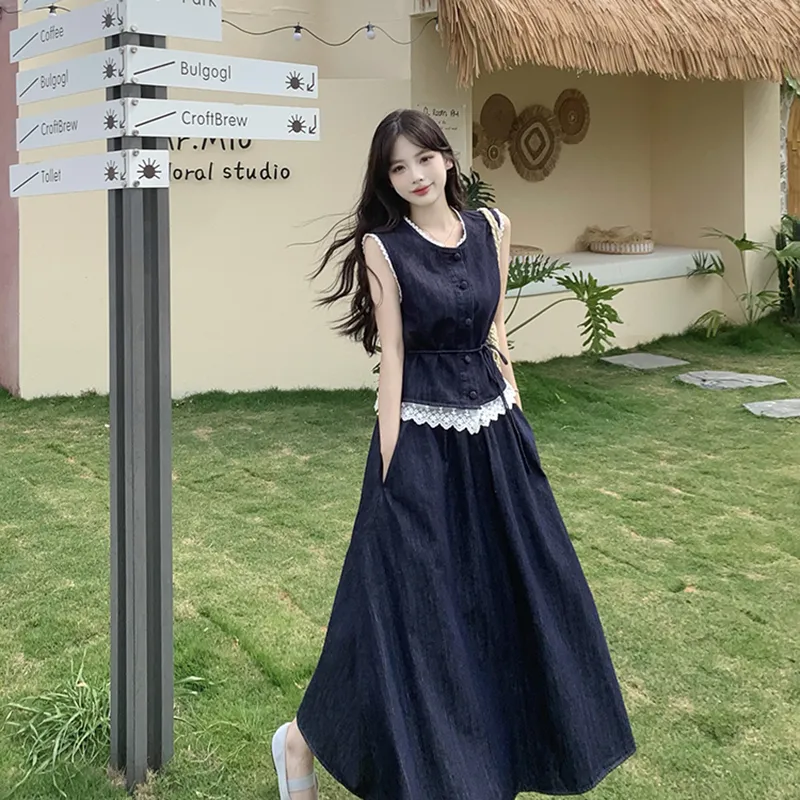 HUINIAN Skirt Set Women's Dark Blue-2