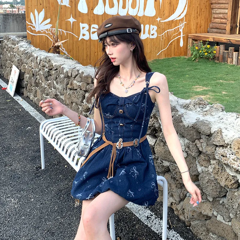 HUINIAN Slip Dresses Women's Denim Dress-5