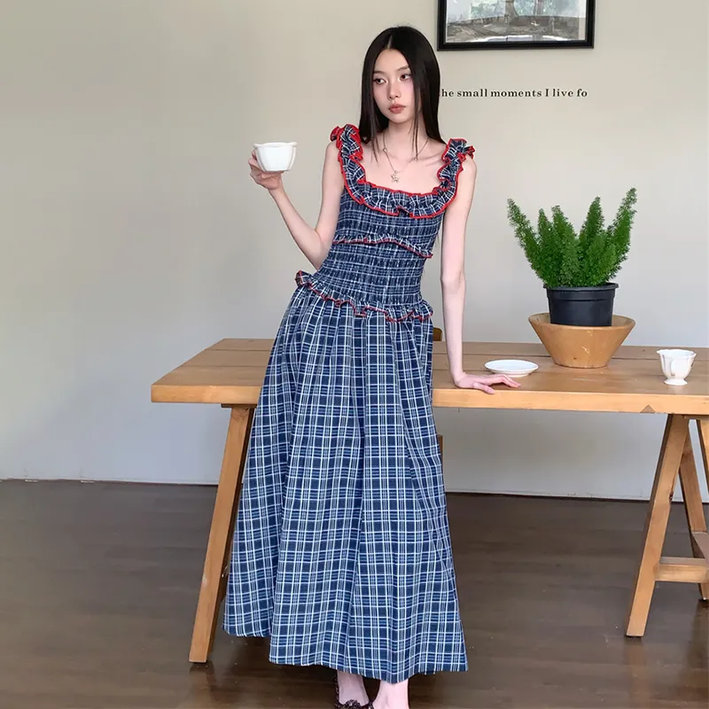 HUINIAN Slip Dresses Women's Plaid-5