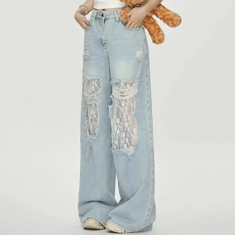 HUINIAN Jeans Women's Light Blue-3
