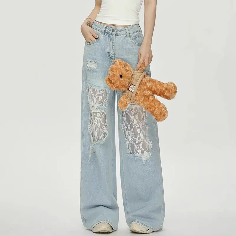HUINIAN Jeans Women's Light Blue-2