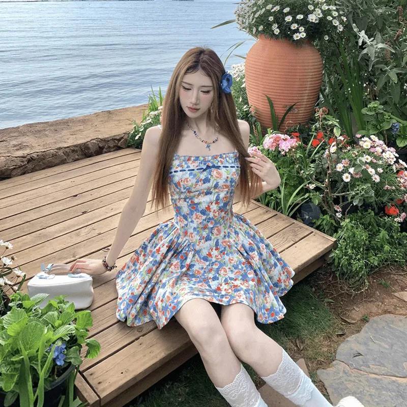 HUINIAN Slip Dresses Women's Floral Color-6