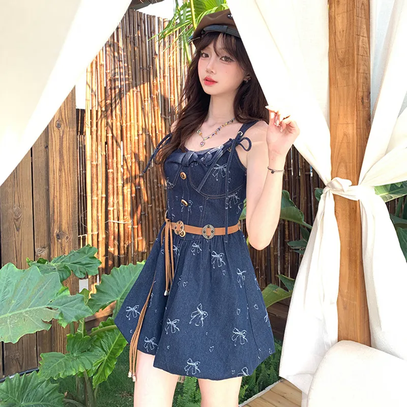HUINIAN Slip Dresses Women's Denim Dress-4