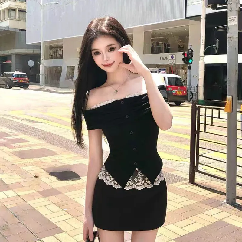 HUINIAN Skirt Set Women's Black-2