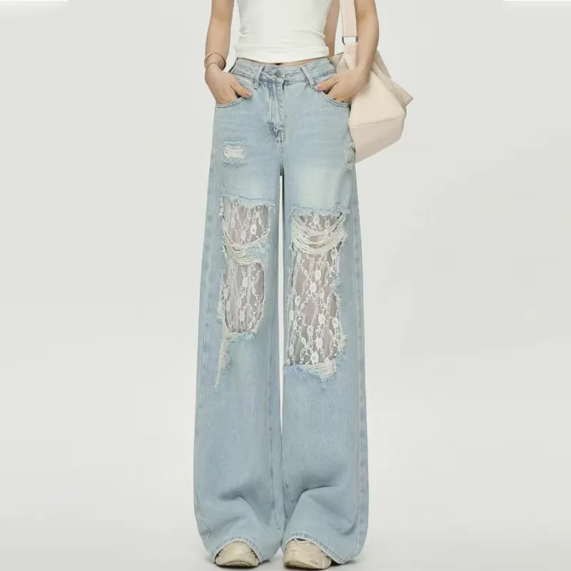HUINIAN Jeans Women's Light Blue-4