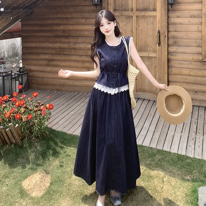 HUINIAN Skirt Set Women's Dark Blue-6