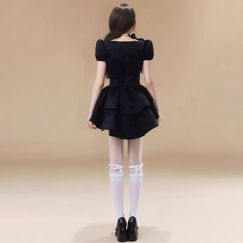 HUINIAN Short Sleeved Dresses Women's Black-2