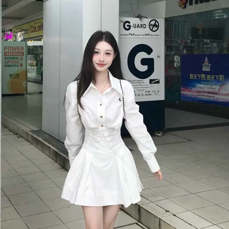 Long Sleeved Dress Style Women's White Shades Single Item-2