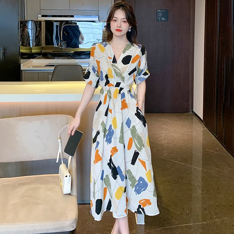 Fashion Long Sleeved Dress Women's Rich Multicolor-17