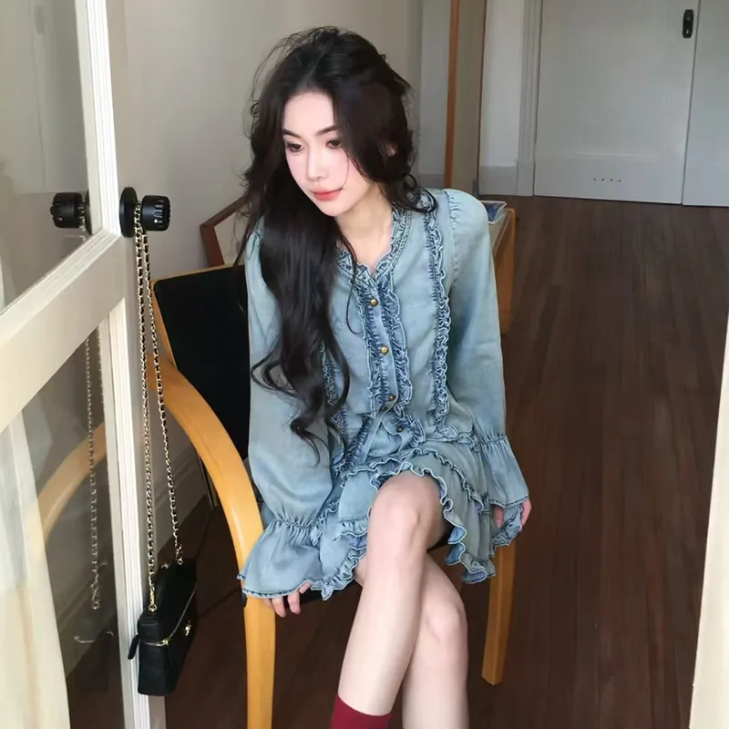 HUINIAN Skirt Set Women's Denim-6