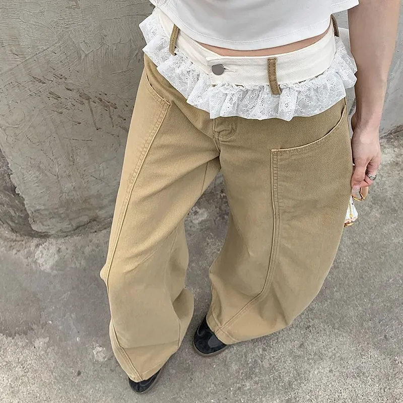 HUINIAN Jeans Women's Khaki-3