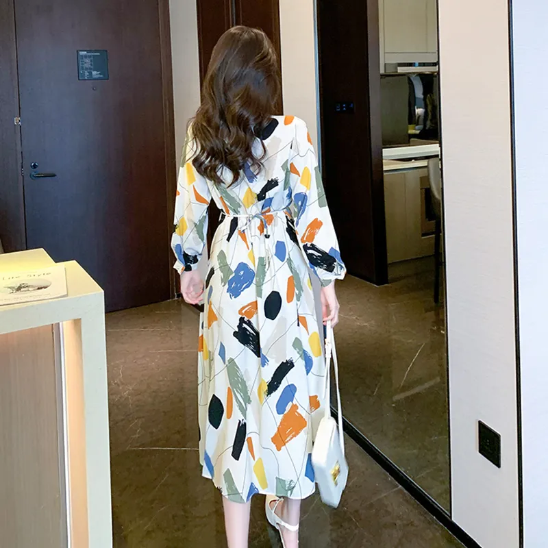 Fashion Long Sleeved Dress Women's Rich Multicolor-20