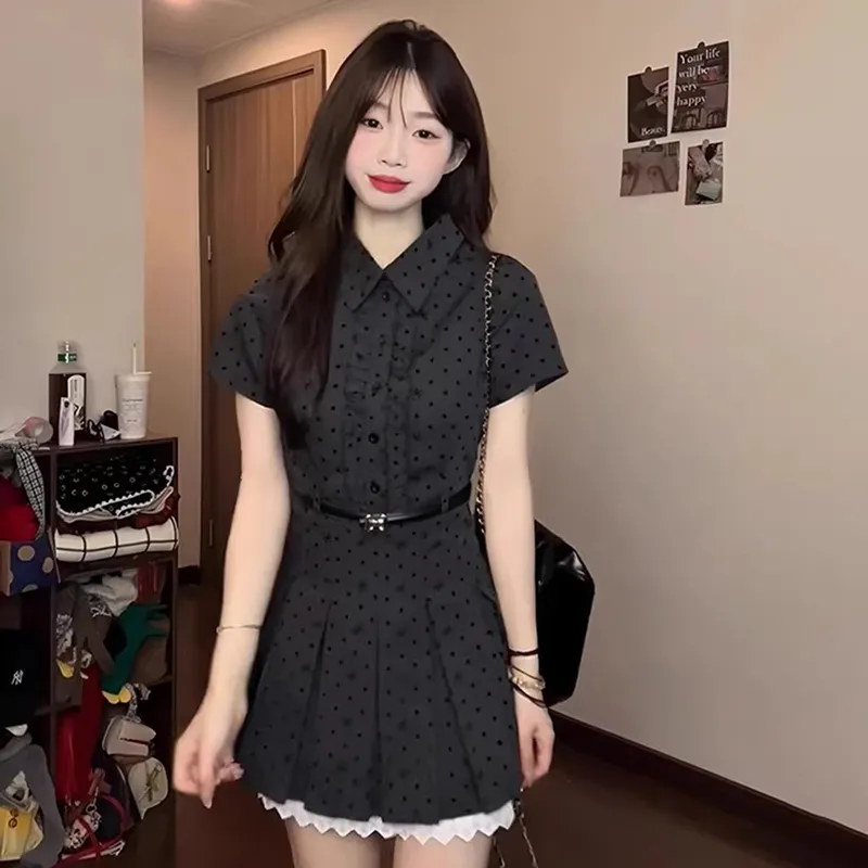 HUINIAN Short Sleeved Dress Women's Gray-6