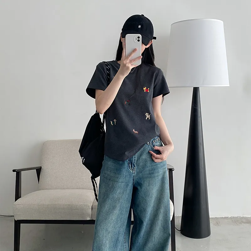 HUINIAN Regular T Shirt Women's Dark Gray-6