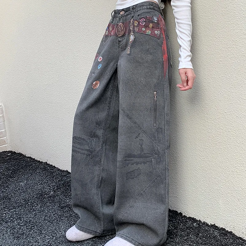 HUINIAN Jeans Women's Black Gray Color-4