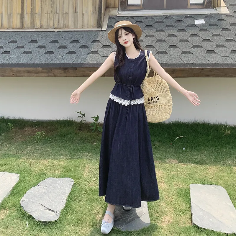 HUINIAN Skirt Set Women's Dark Blue-4