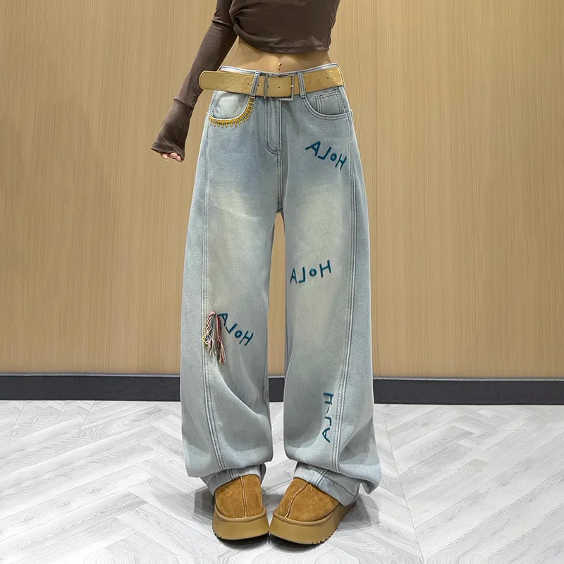 HUINIAN Jeans Women's Light Blue-3
