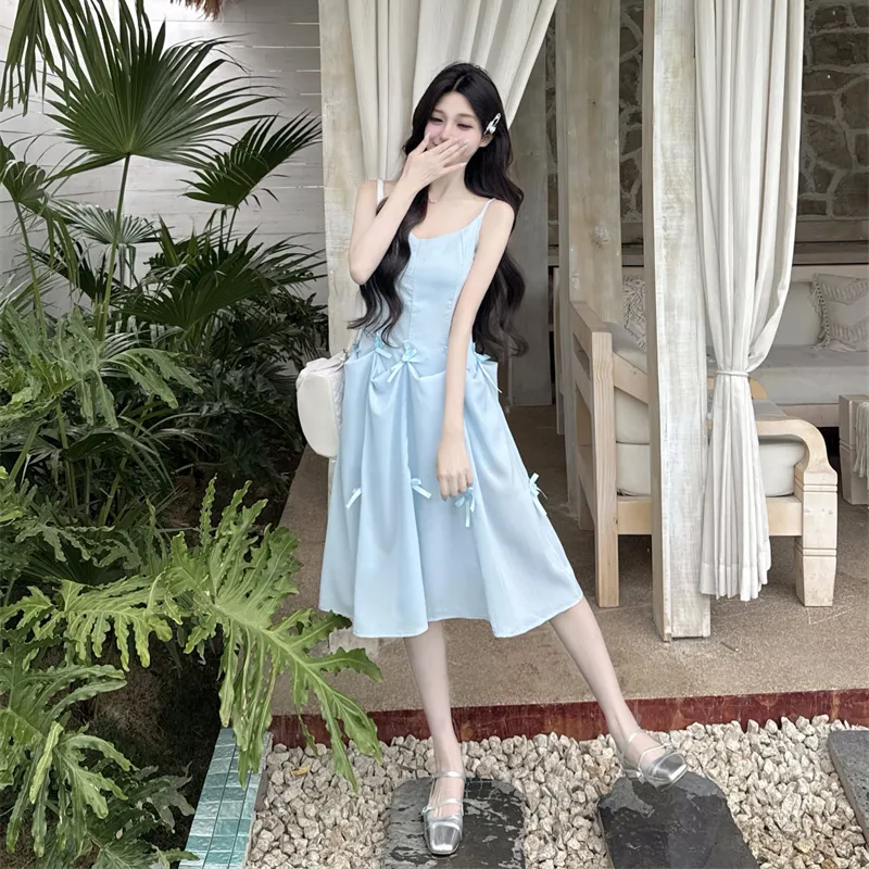 HUINIAN Slip Dresses Women's Light Blue-6