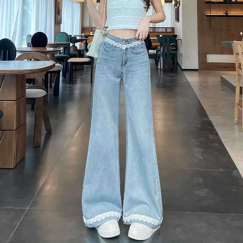 HUINIAN Jeans Women's Light Blue Pants-2