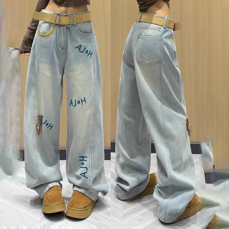 HUINIAN Jeans Women's Light Blue-2