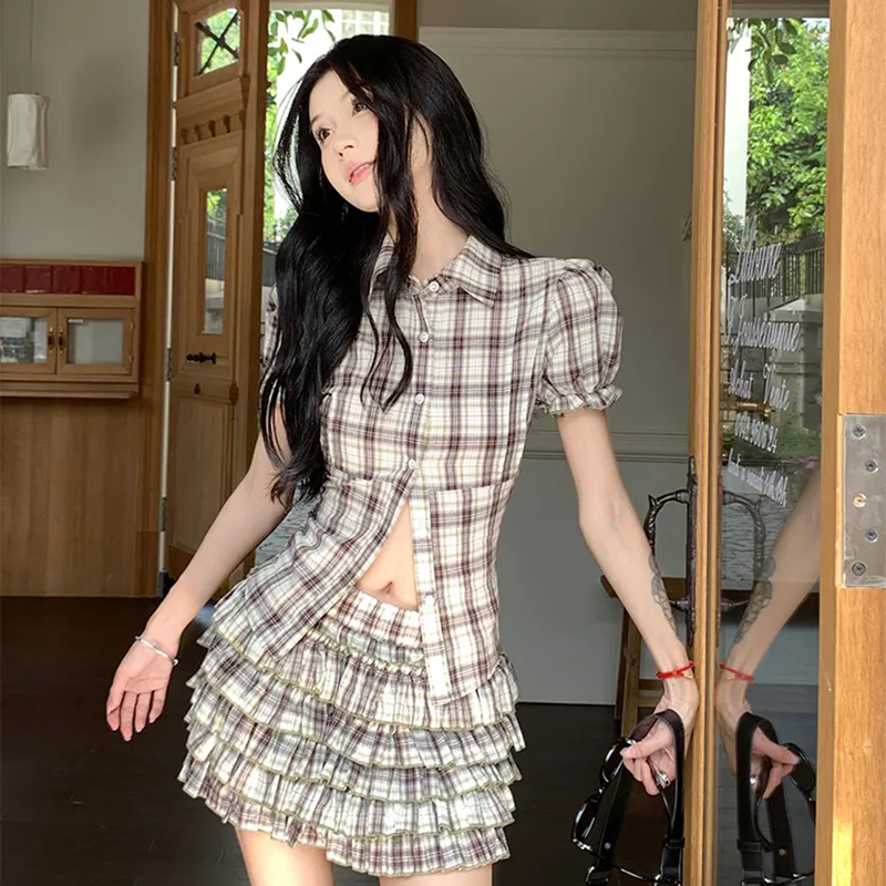 HUINIAN Skirt Set Women's Light Coffee-6