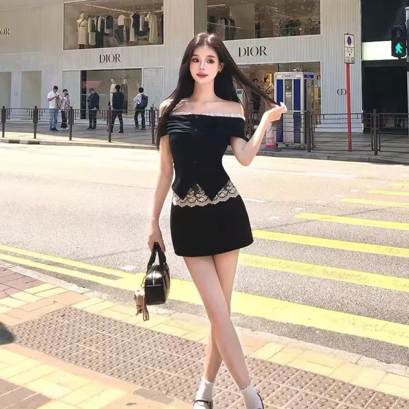 HUINIAN Skirt Set Women's Black-3