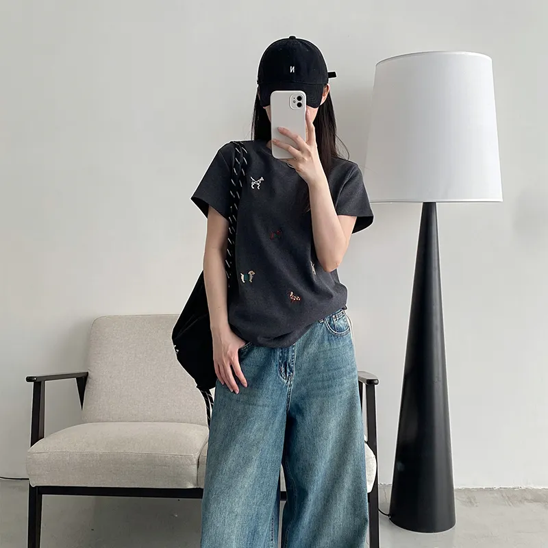 HUINIAN Regular T Shirt Women's Dark Gray-5