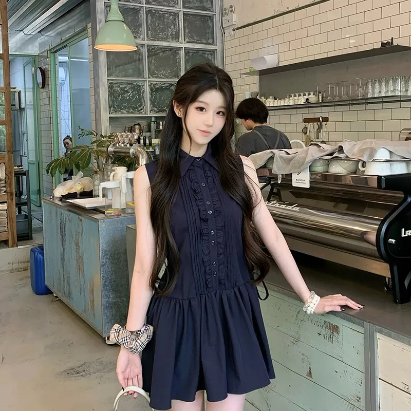 HUINIAN Sleeveless Dresses Women's Navy Blue-3