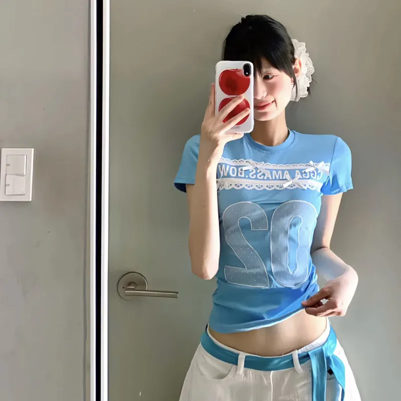 HUINIAN T Shirts Women's Blue-4