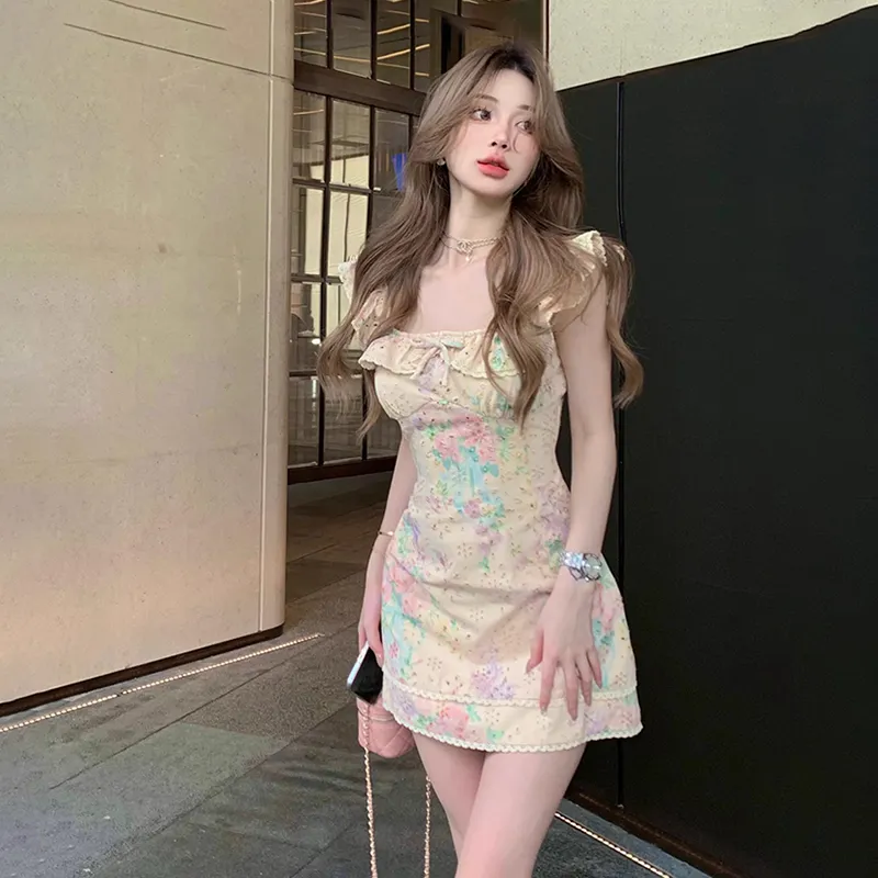 HUINIAN Sleeveless Dress Women's Floral-2