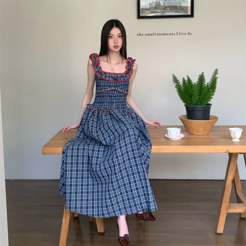 HUINIAN Slip Dresses Women's Plaid-6