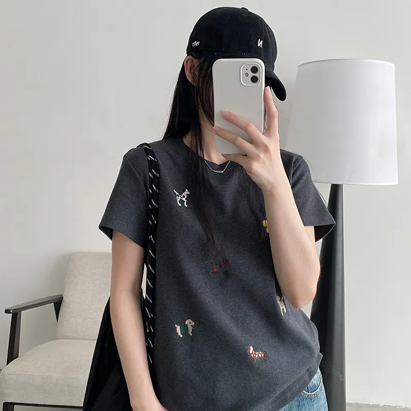 HUINIAN Regular T Shirt Women's Dark Gray-3