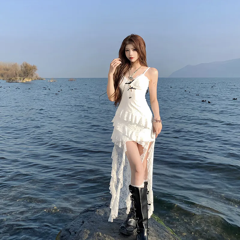 HUINIAN Slip Dress Women's White-3