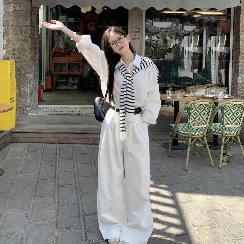 HUINIAN Casual Suit Women's White-2