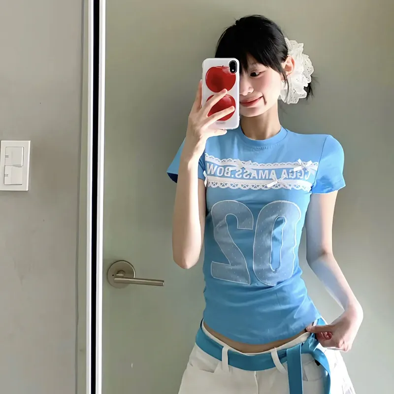 HUINIAN T Shirts Women's Blue-3