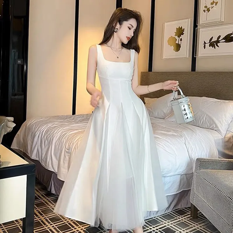 HUINIAN Slip Dresses Women's Snow Mountain White-4