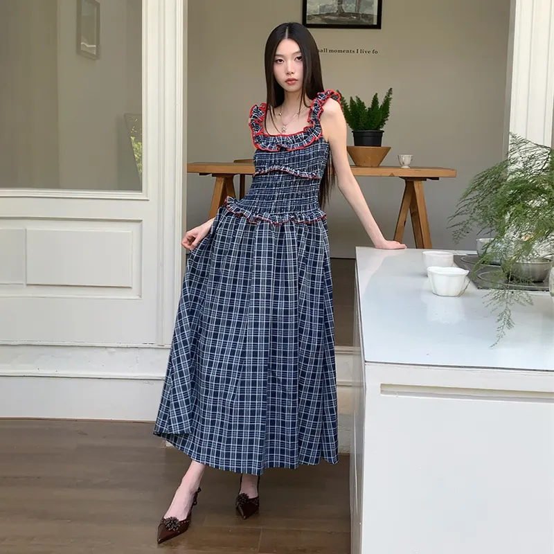 HUINIAN Slip Dresses Women's Plaid-3