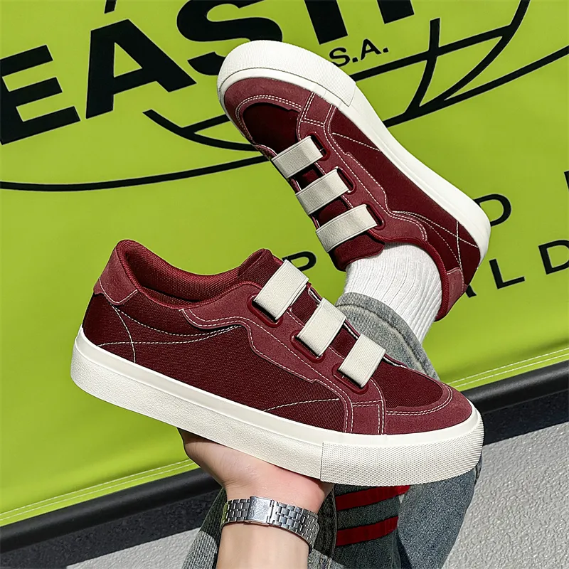KAISER Canvas Shoes Men Low Top Black/Burgundy/Blue-7
