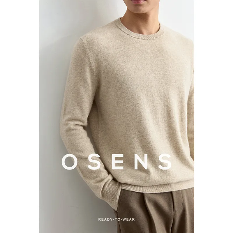 Osens Cashmere Sweater Men's Original Yarn Beige-2