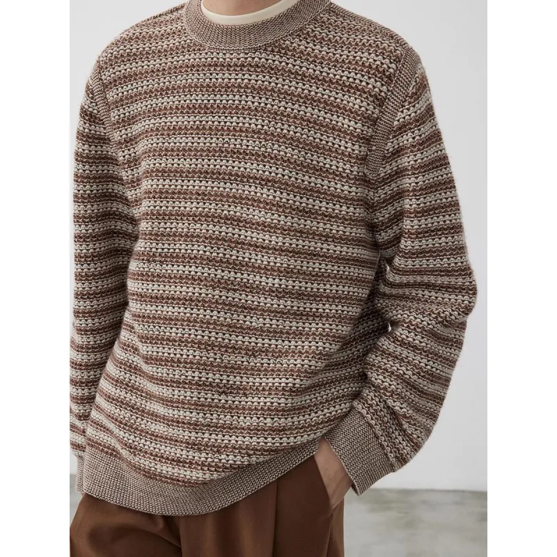 Osens Sweater Men's Vintage Brown Stripes-3