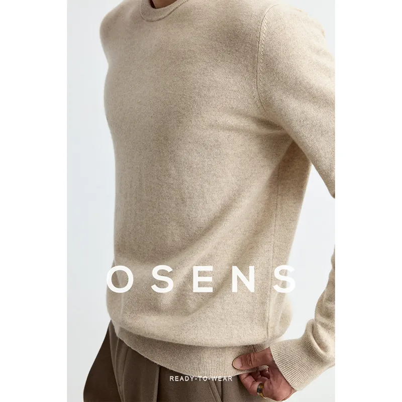 Osens Cashmere Sweater Men's Original Yarn Beige-3