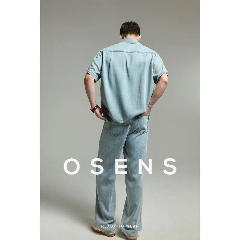 Osens Shirts Men Washed Blue-2
