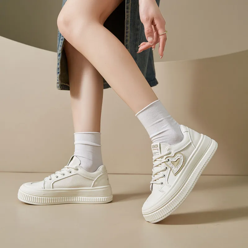 Medd Platform Casual Skateboard Shoes Versatile Niche Anti-Slip Wear-Resistant Low-Top Small White Shoes Women's-12