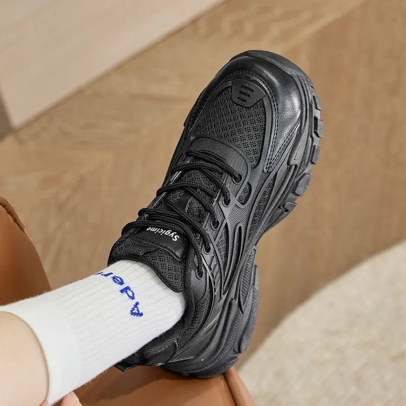 Medd Height Increasing Balance Impact Resistant Support Lightweight Breathable Low Top Chunky Sneakers Women's-37