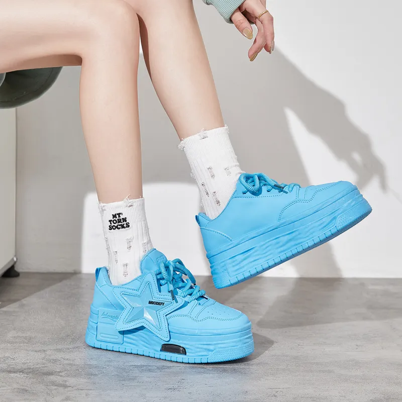 Medd Small White Shoes Height Increasing Lightweight Low-Top Skateboard Shoes Women's-16