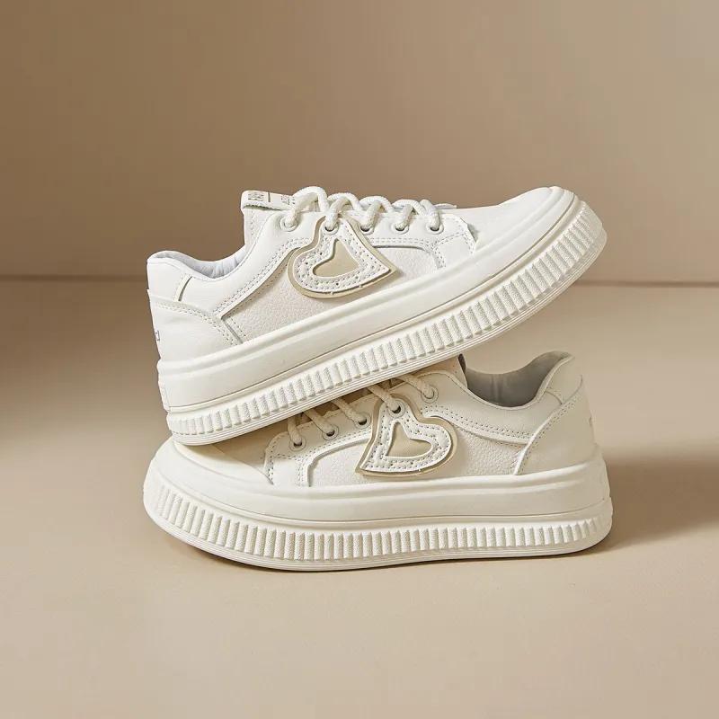 Medd Platform Casual Skateboard Shoes Versatile Niche Anti-Slip Wear-Resistant Low-Top Small White Shoes Women's-10